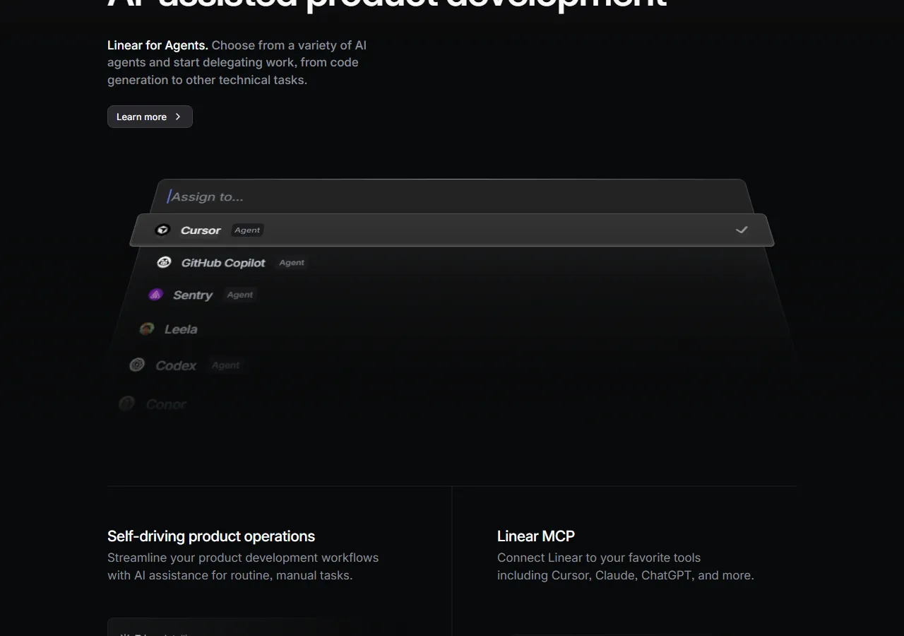 linear.app page section 4 — marketing psychology audit screenshot