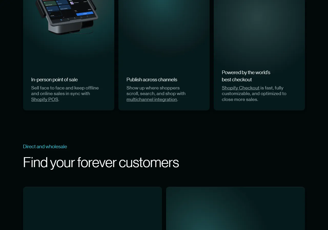 shopify.com page section 5 — marketing psychology audit screenshot