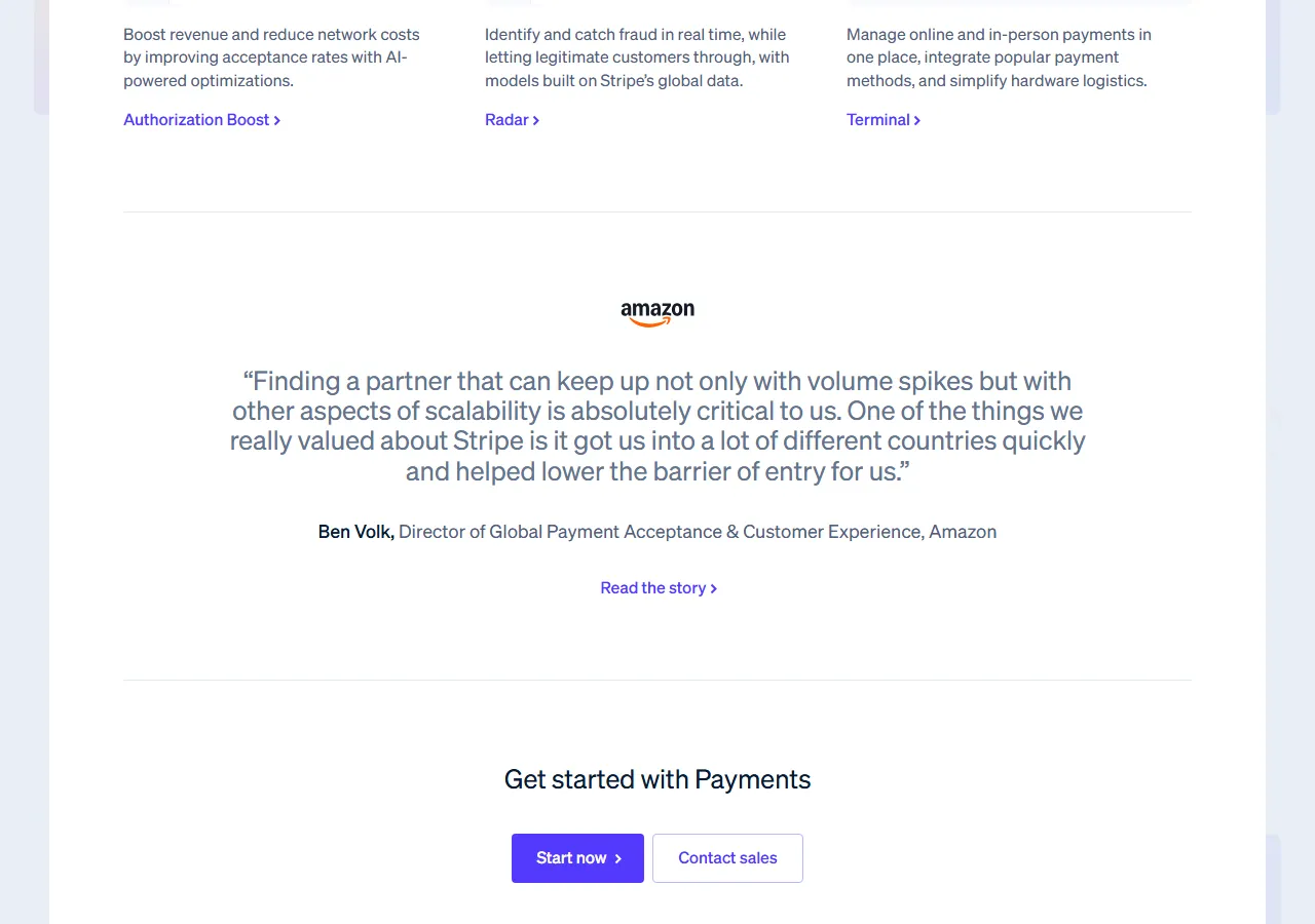 stripe.com page section 3 — marketing psychology audit screenshot