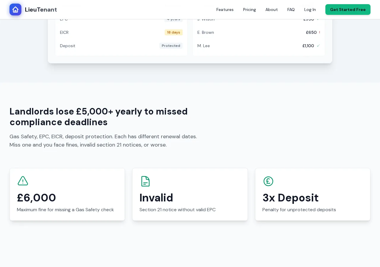 getlieutenant.com page section 2 — marketing psychology audit screenshot