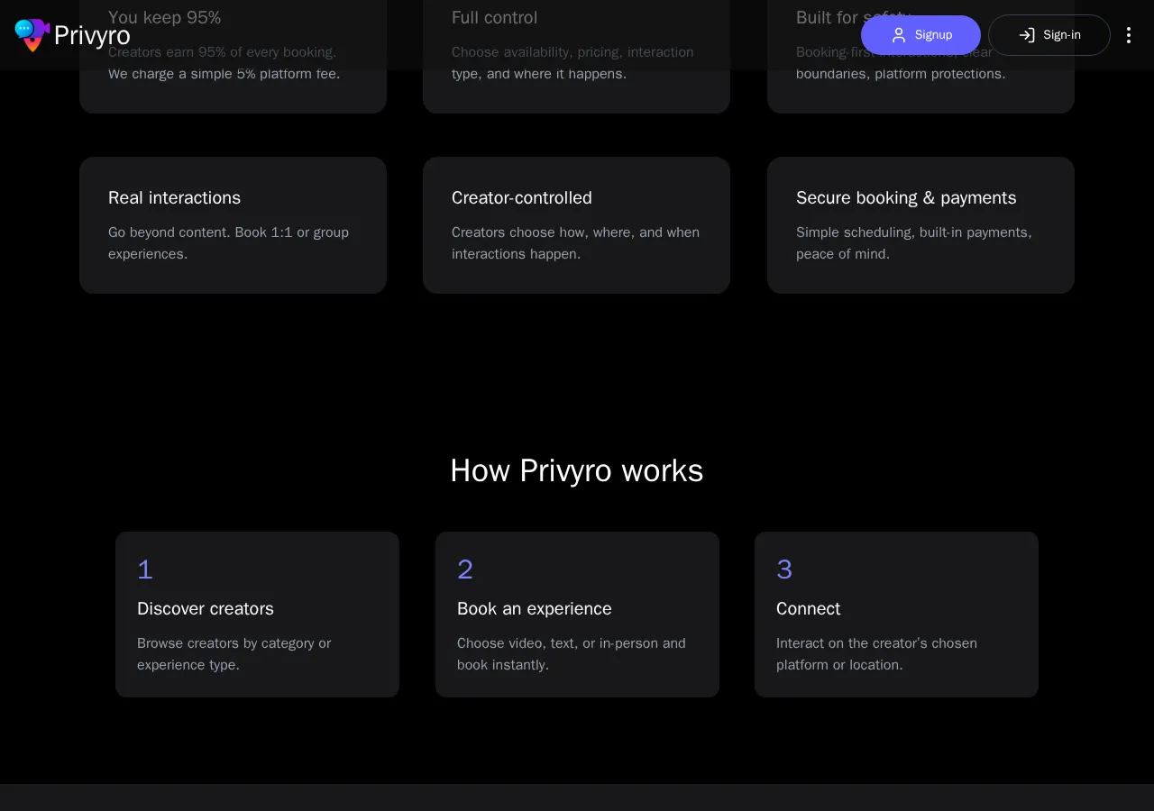privyro.com page section 2 — marketing psychology audit screenshot