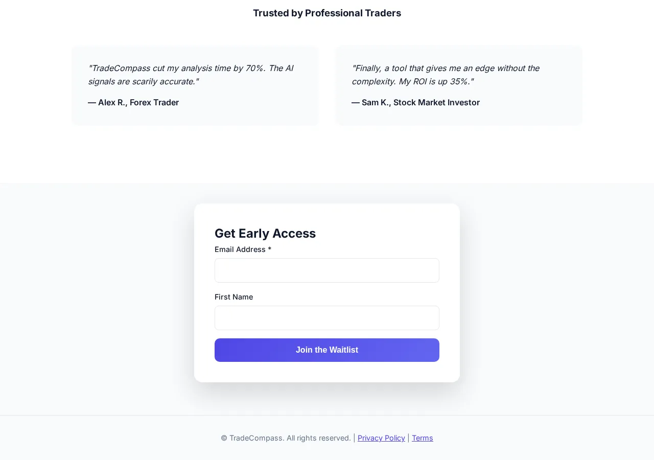 tradecompass.ca page section 3 — marketing psychology audit screenshot