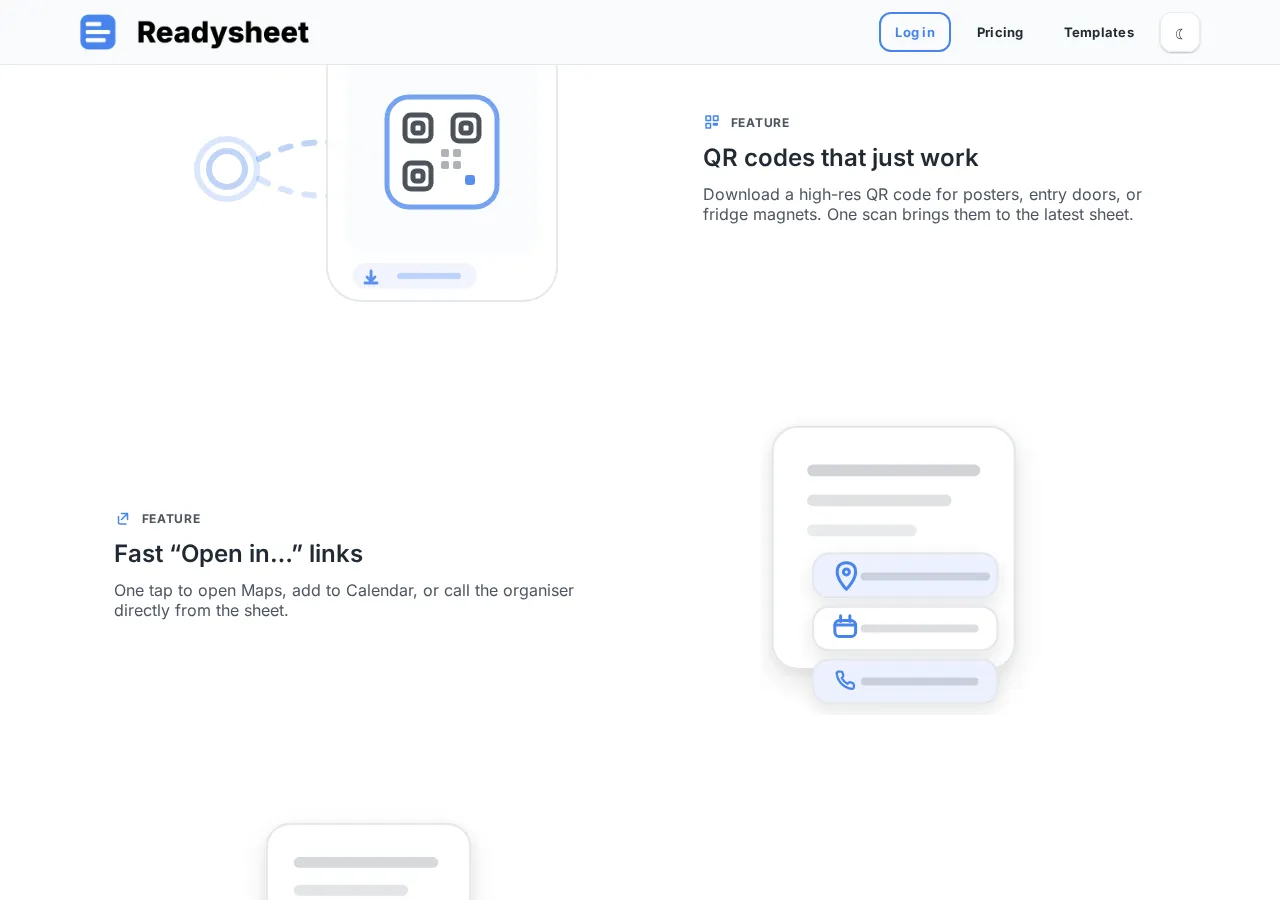 readysheet.com page section 4 — marketing psychology audit screenshot
