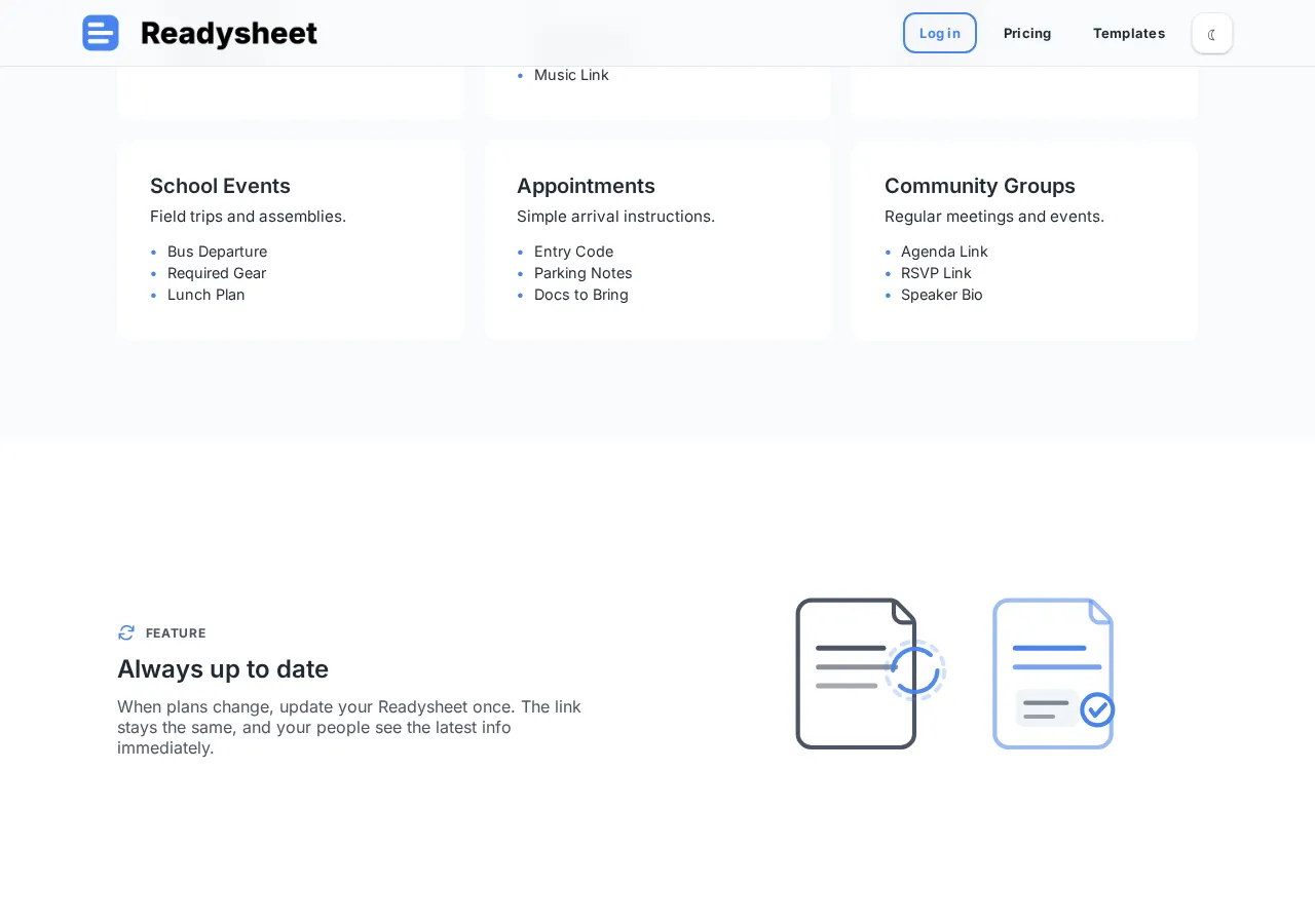 readysheet.com page section 3 — marketing psychology audit screenshot