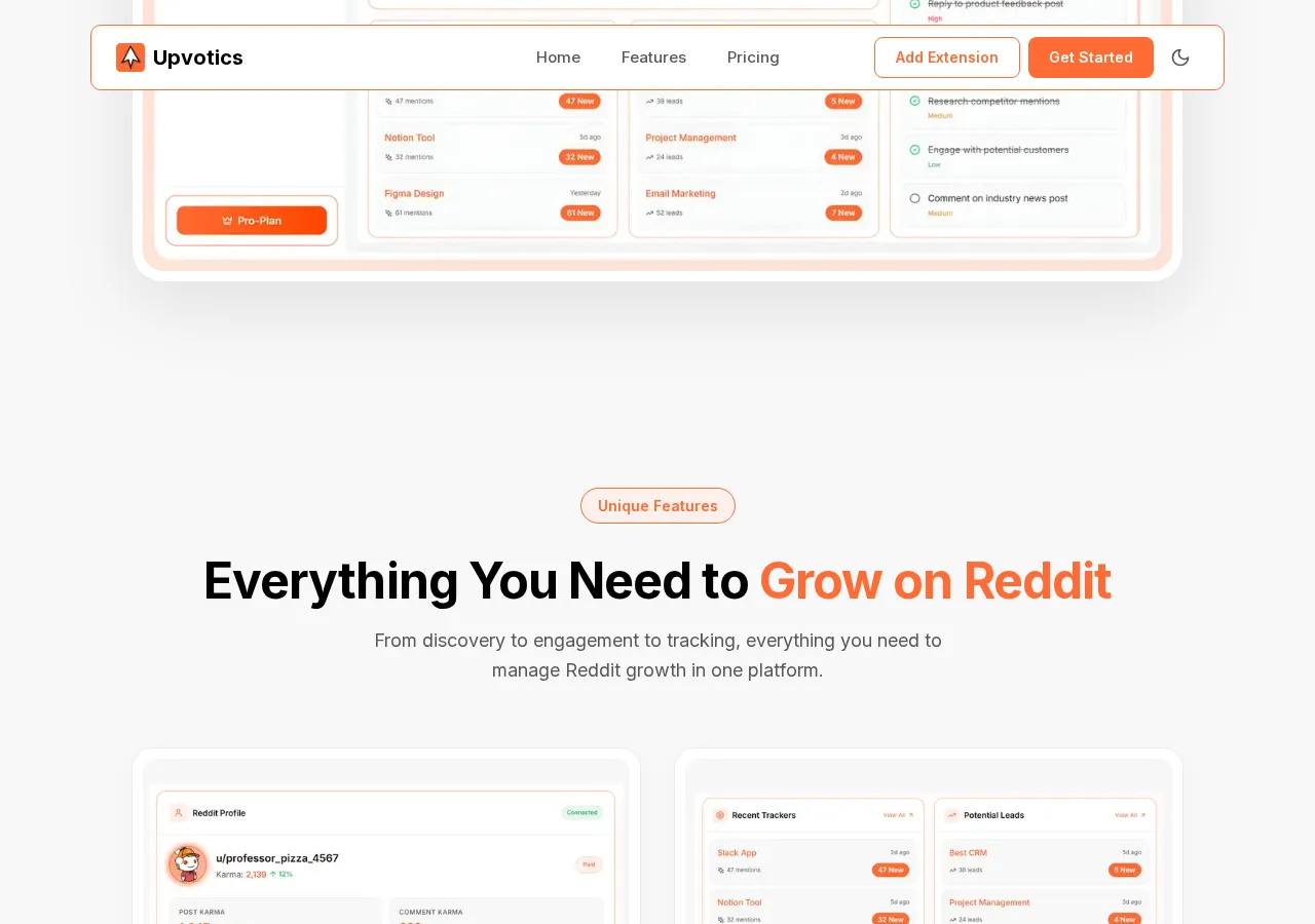 upvotics.com page section 2 — marketing psychology audit screenshot