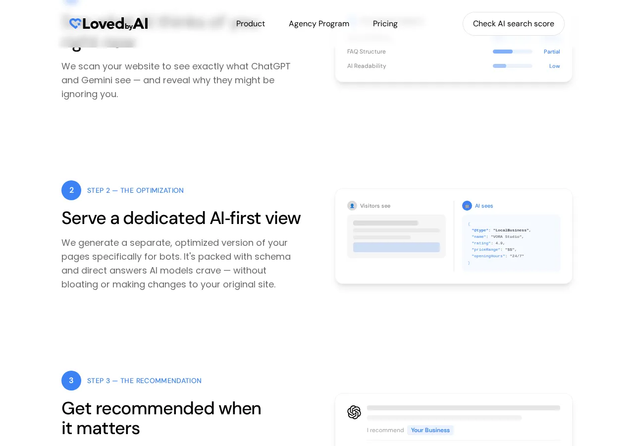 lovedby.ai page section 5 — marketing psychology audit screenshot