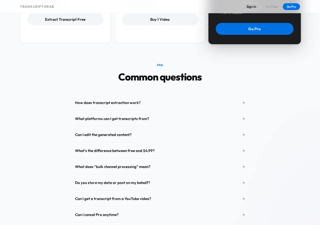 transcriptgrab.vercel.app page section 4 — marketing psychology audit screenshot