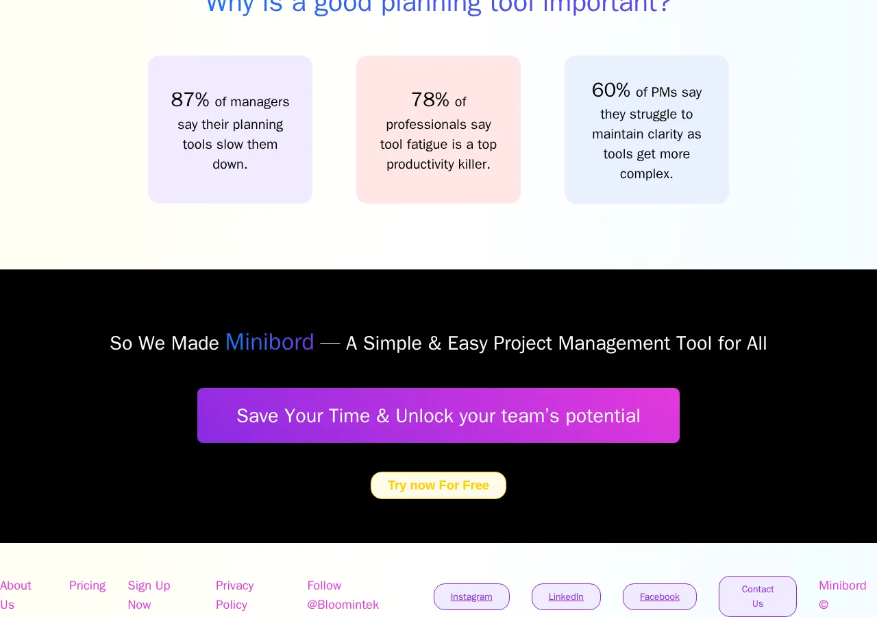 minibord.com page section 4 — marketing psychology audit screenshot