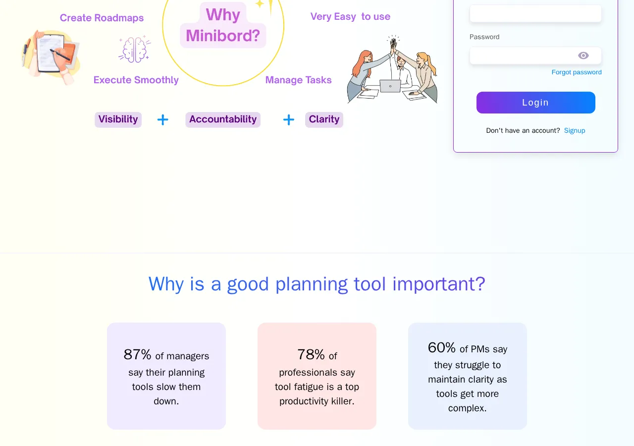 minibord.com page section 3 — marketing psychology audit screenshot