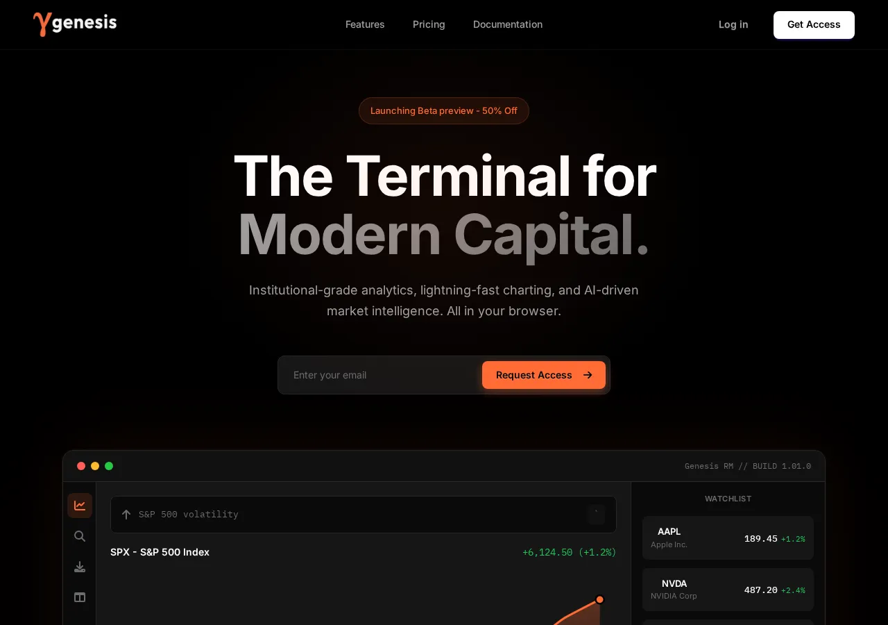 genesis-rm.com homepage — SaaS Landing Page — Marketing psychology audit scoring 34/100