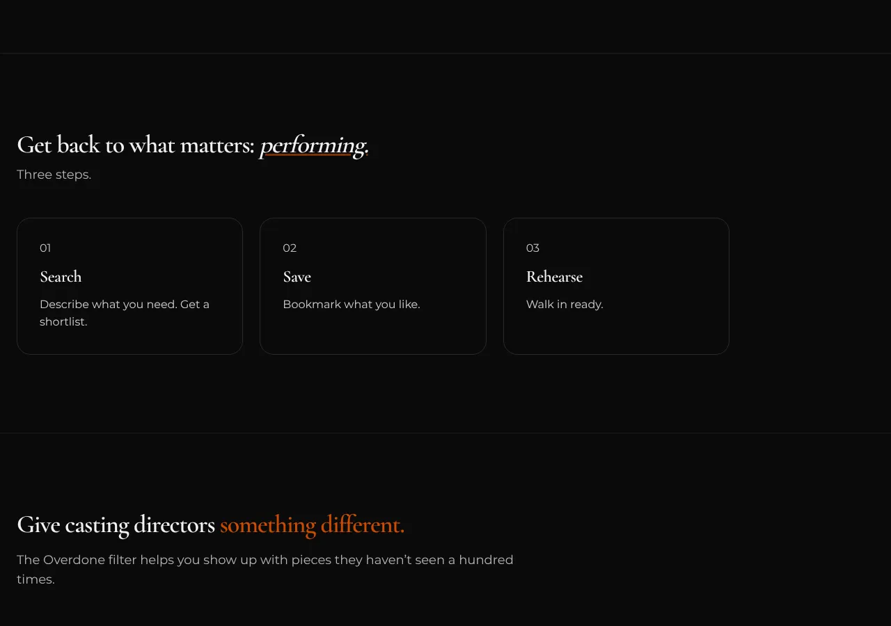 actorrise.com page section 2 — marketing psychology audit screenshot
