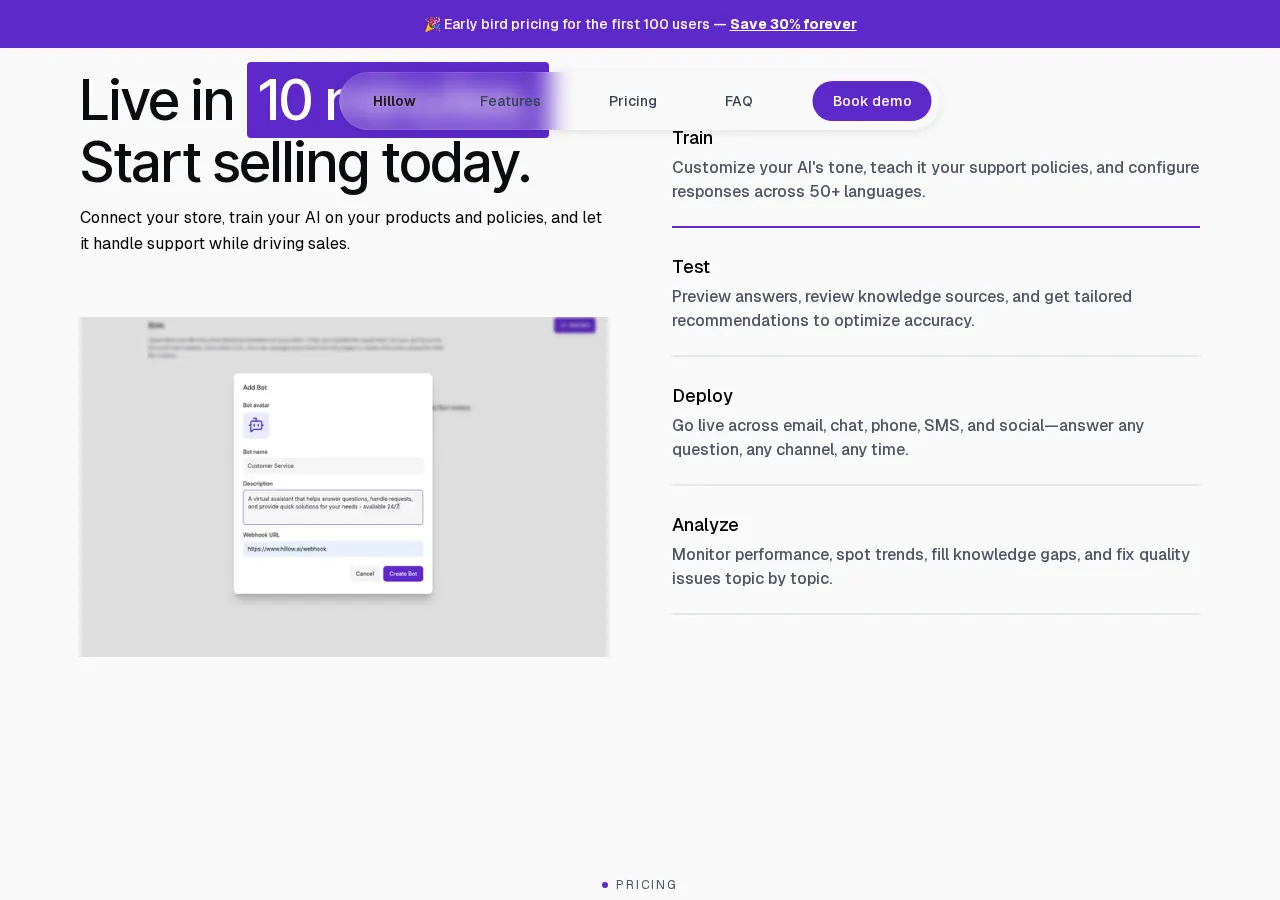 hillow.ai page section 4 — marketing psychology audit screenshot