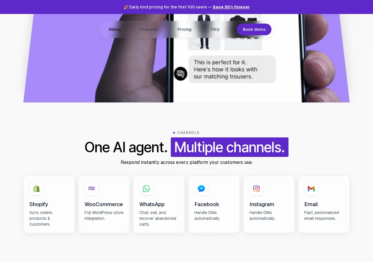 hillow.ai page section 2 — marketing psychology audit screenshot