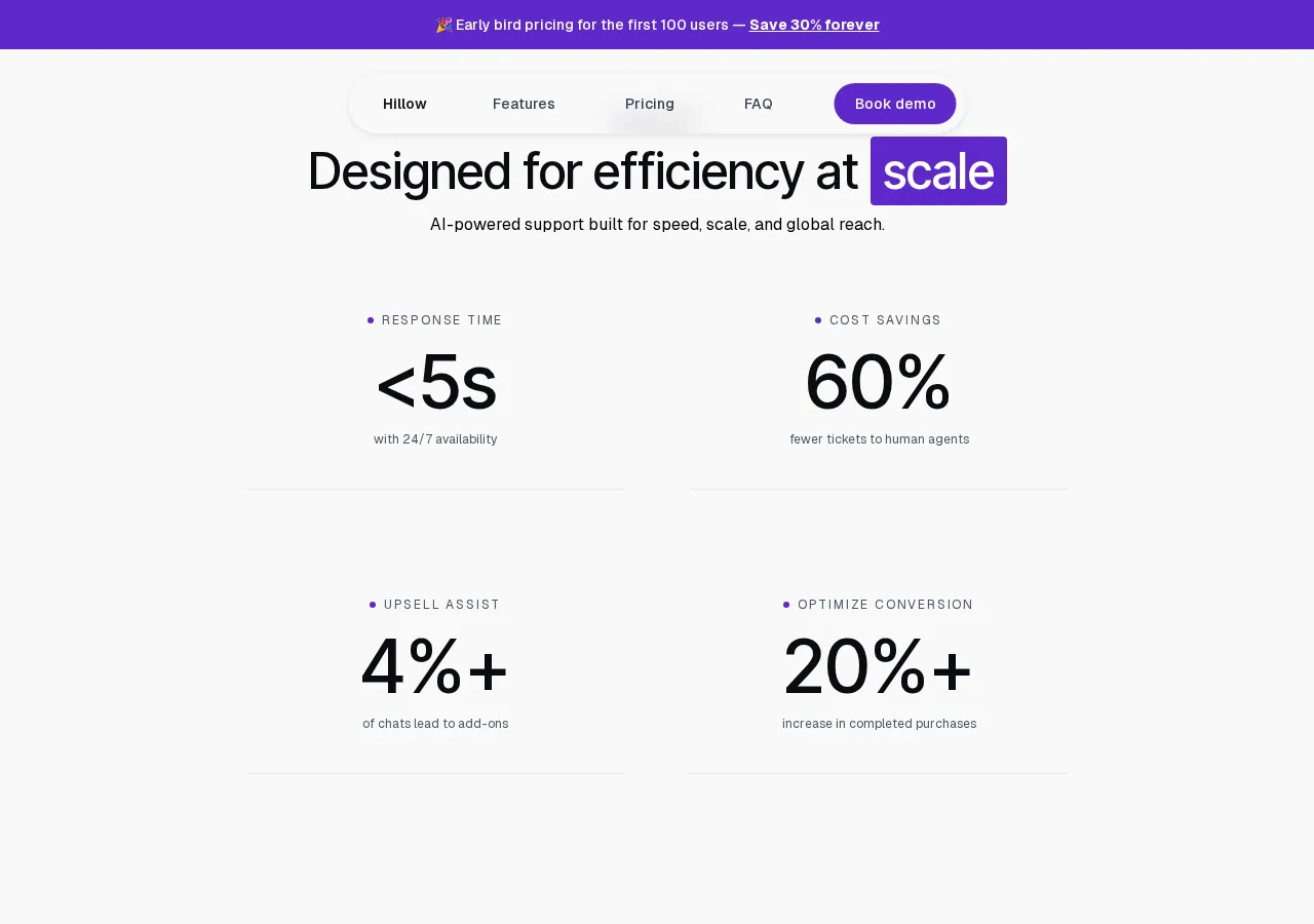 hillow.ai page section 3 — marketing psychology audit screenshot