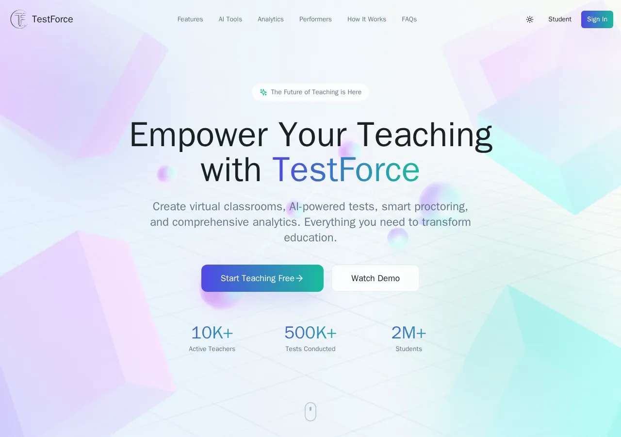 teacher.testforce.online page section 1 — marketing psychology audit screenshot