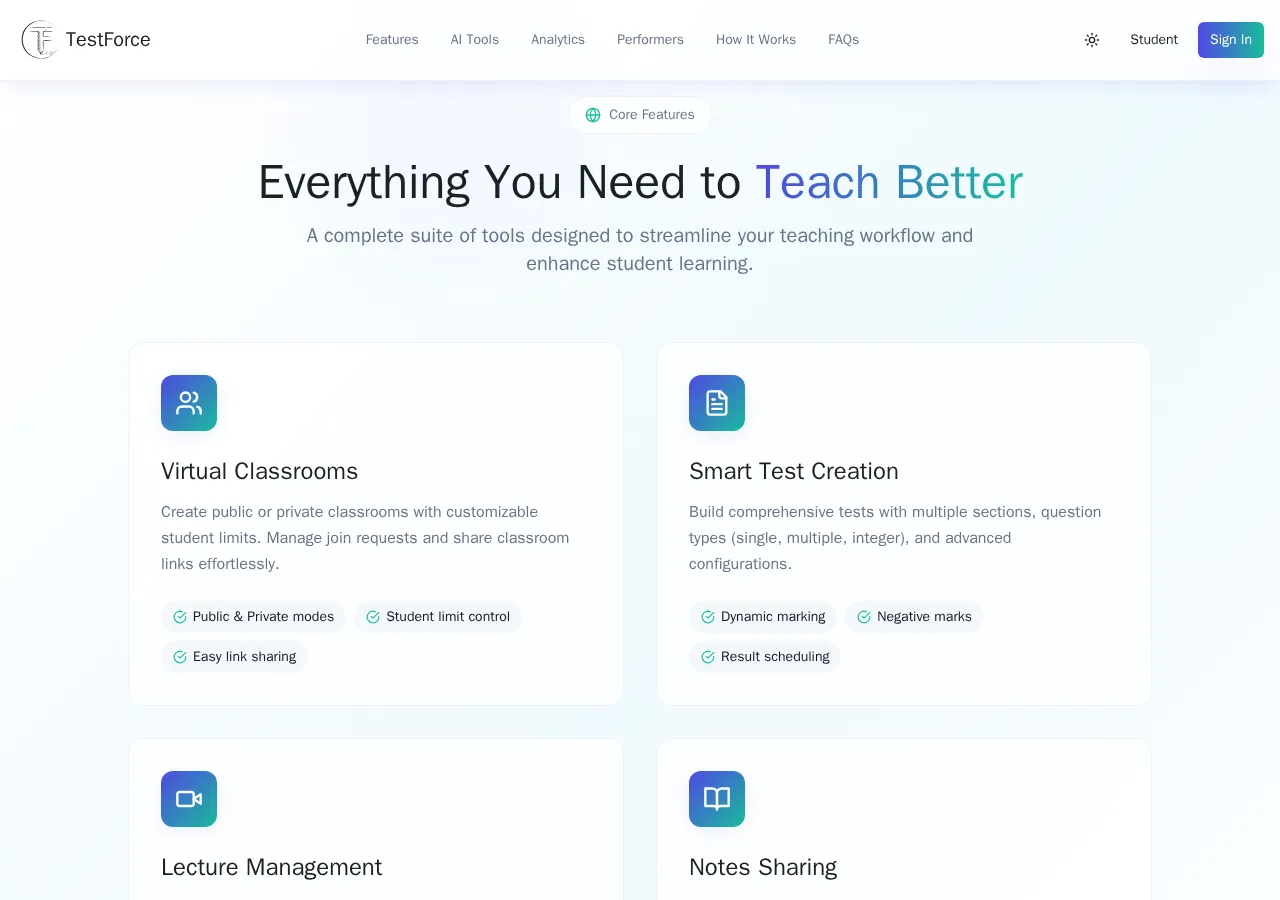 teacher.testforce.online page section 2 — marketing psychology audit screenshot