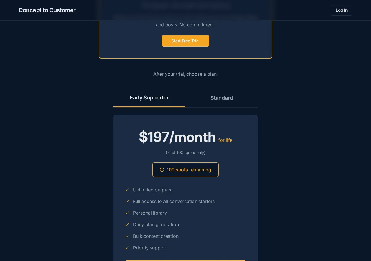 concepttocustomer.app page section 5 — marketing psychology audit screenshot