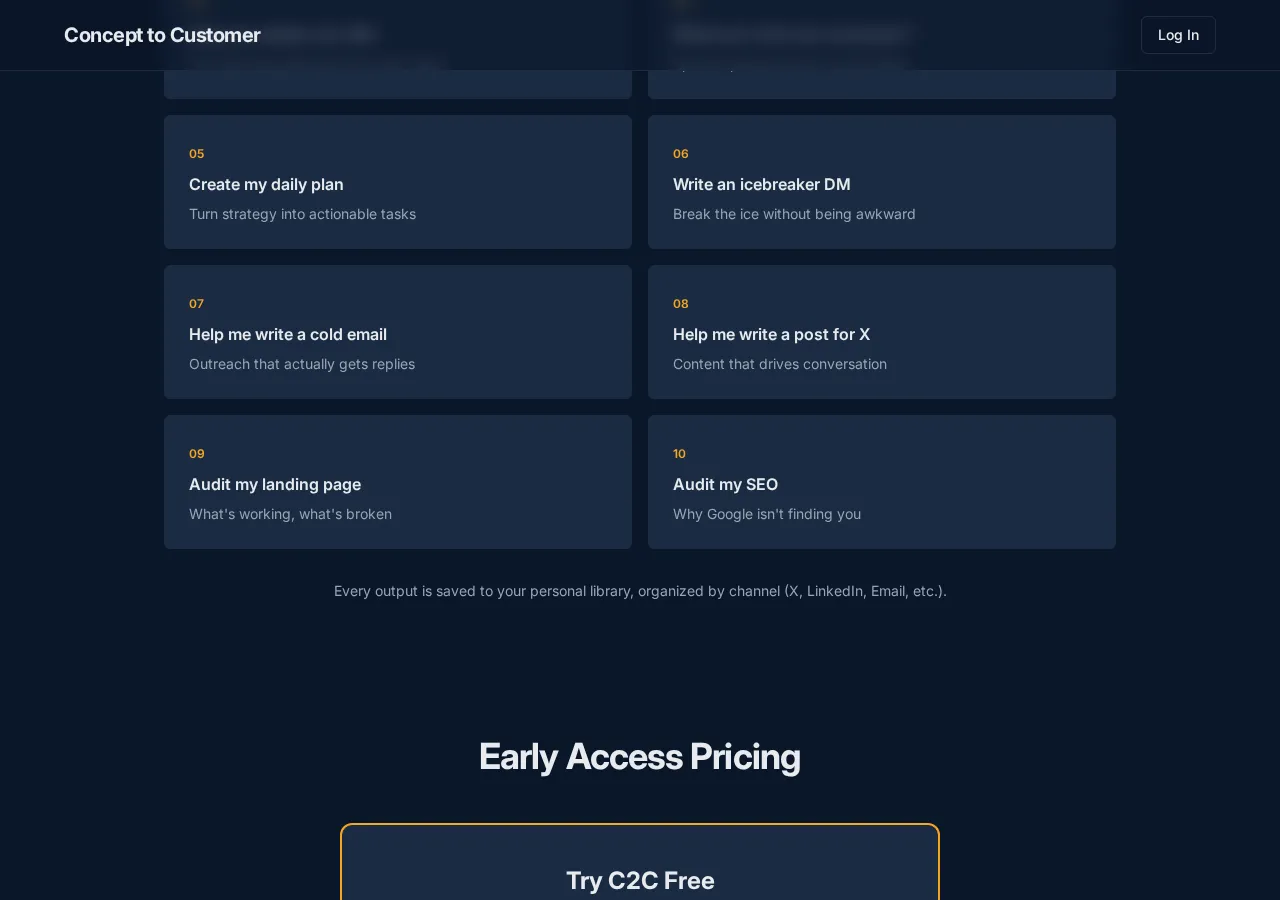 concepttocustomer.app page section 4 — marketing psychology audit screenshot
