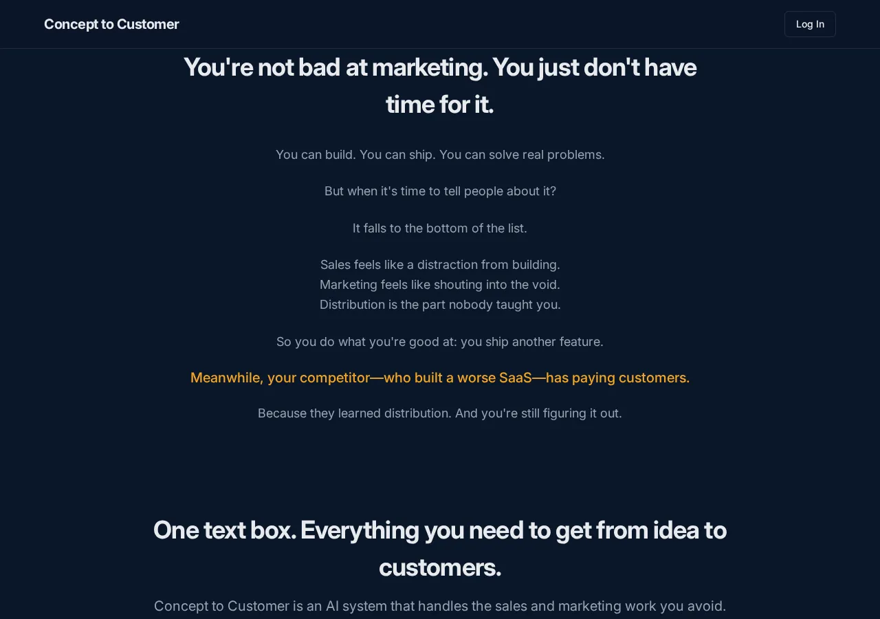concepttocustomer.app page section 2 — marketing psychology audit screenshot