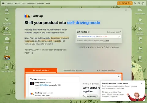 posthog.com — SaaS Landing Page