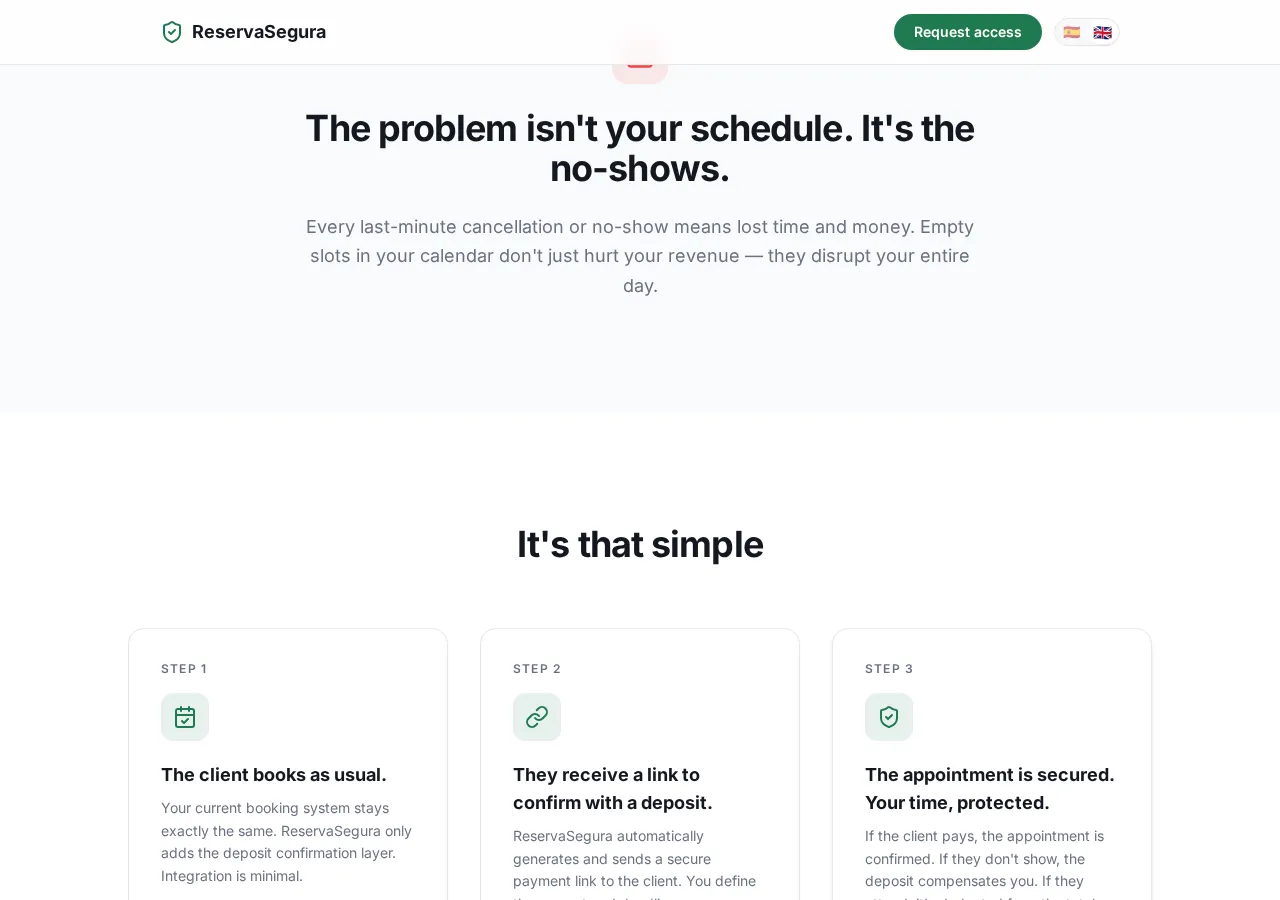 myreservasegura.com page section 2 — marketing psychology audit screenshot