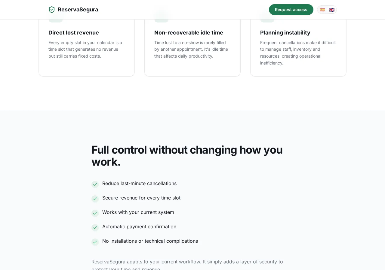 myreservasegura.com page section 6 — marketing psychology audit screenshot