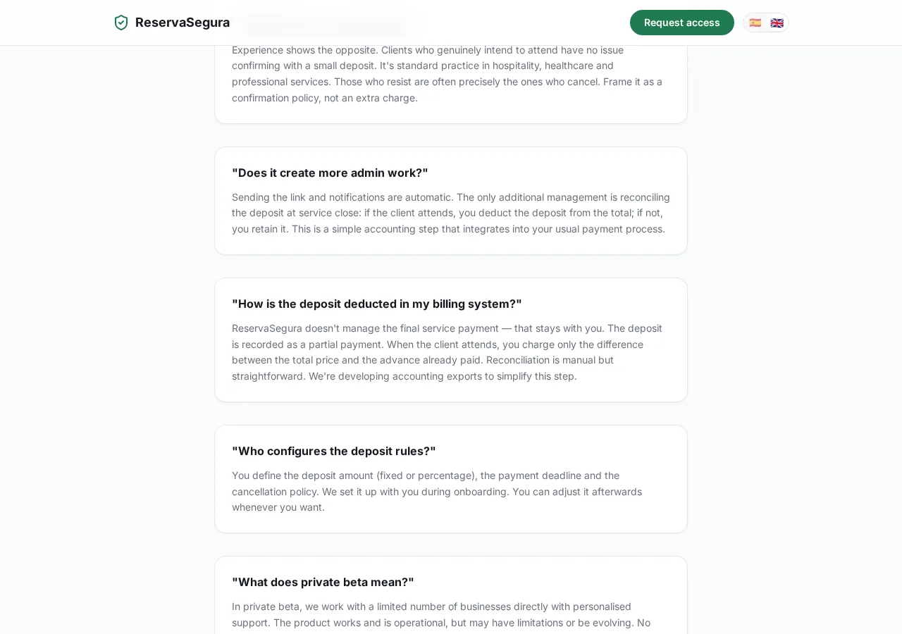 myreservasegura.com page section 8 — marketing psychology audit screenshot