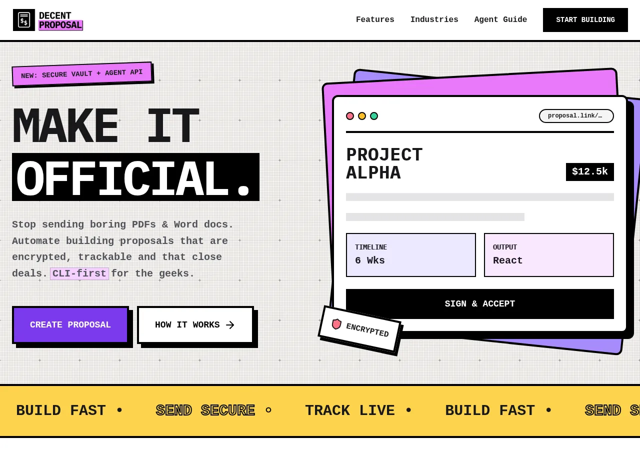 thedecentproposal.com page section 1 — marketing psychology audit screenshot