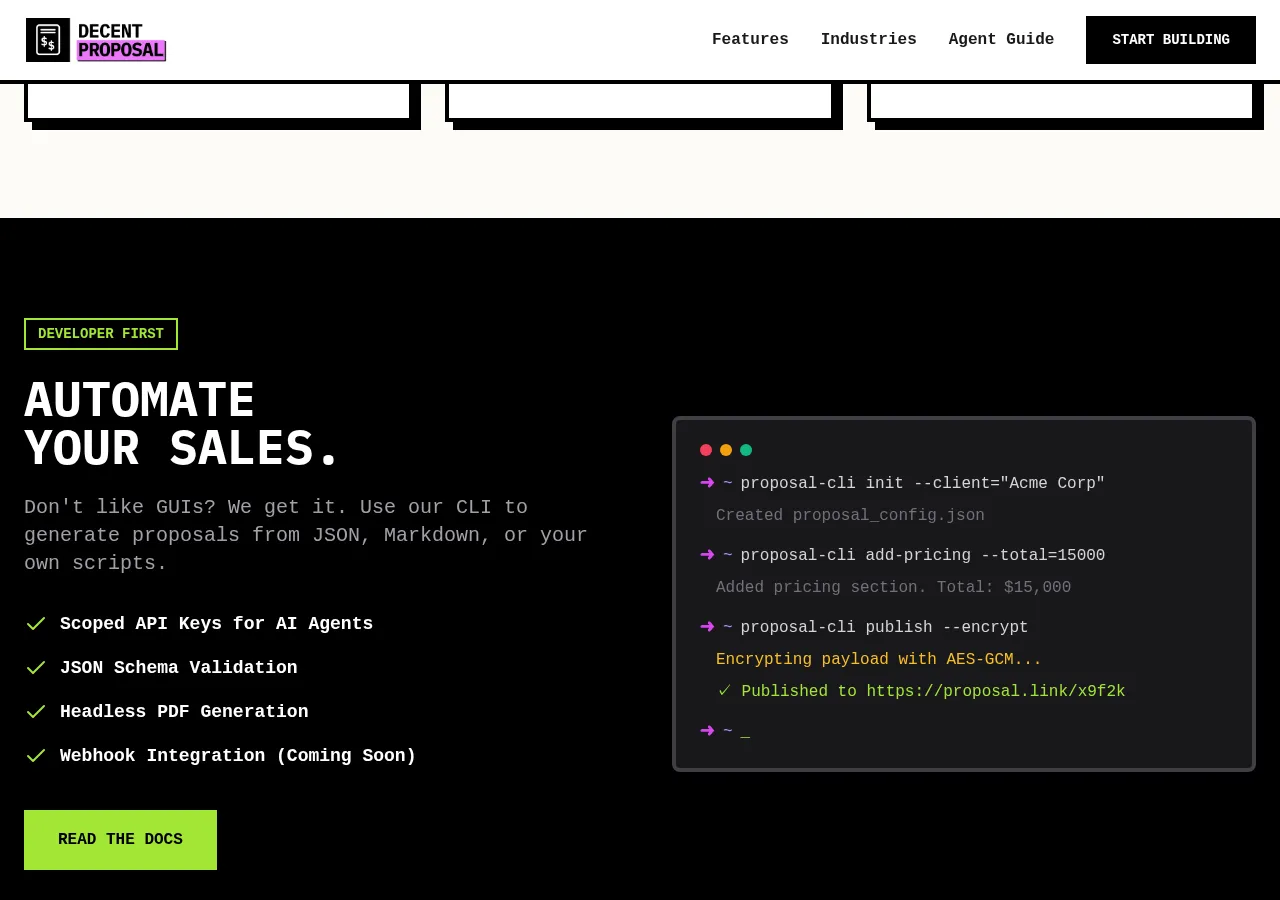 thedecentproposal.com page section 4 — marketing psychology audit screenshot