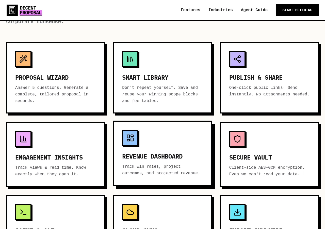 thedecentproposal.com page section 3 — marketing psychology audit screenshot