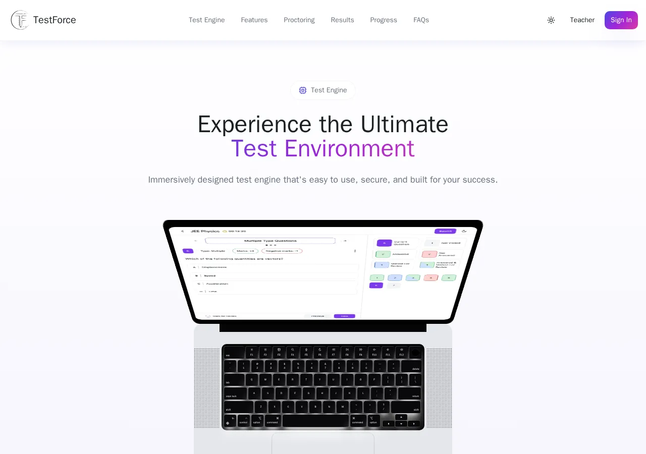 testforce.online page section 2 — marketing psychology audit screenshot