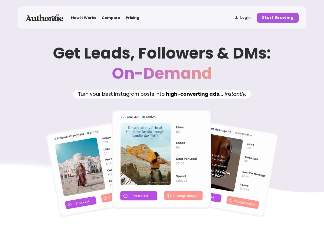 authoritie.io page section 1 — marketing psychology audit screenshot