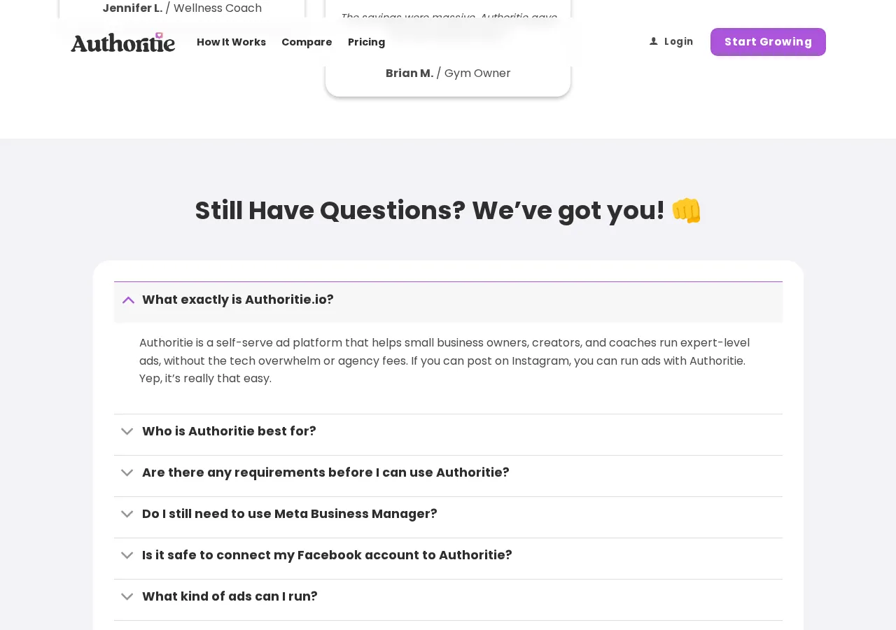 authoritie.io page section 12 — marketing psychology audit screenshot