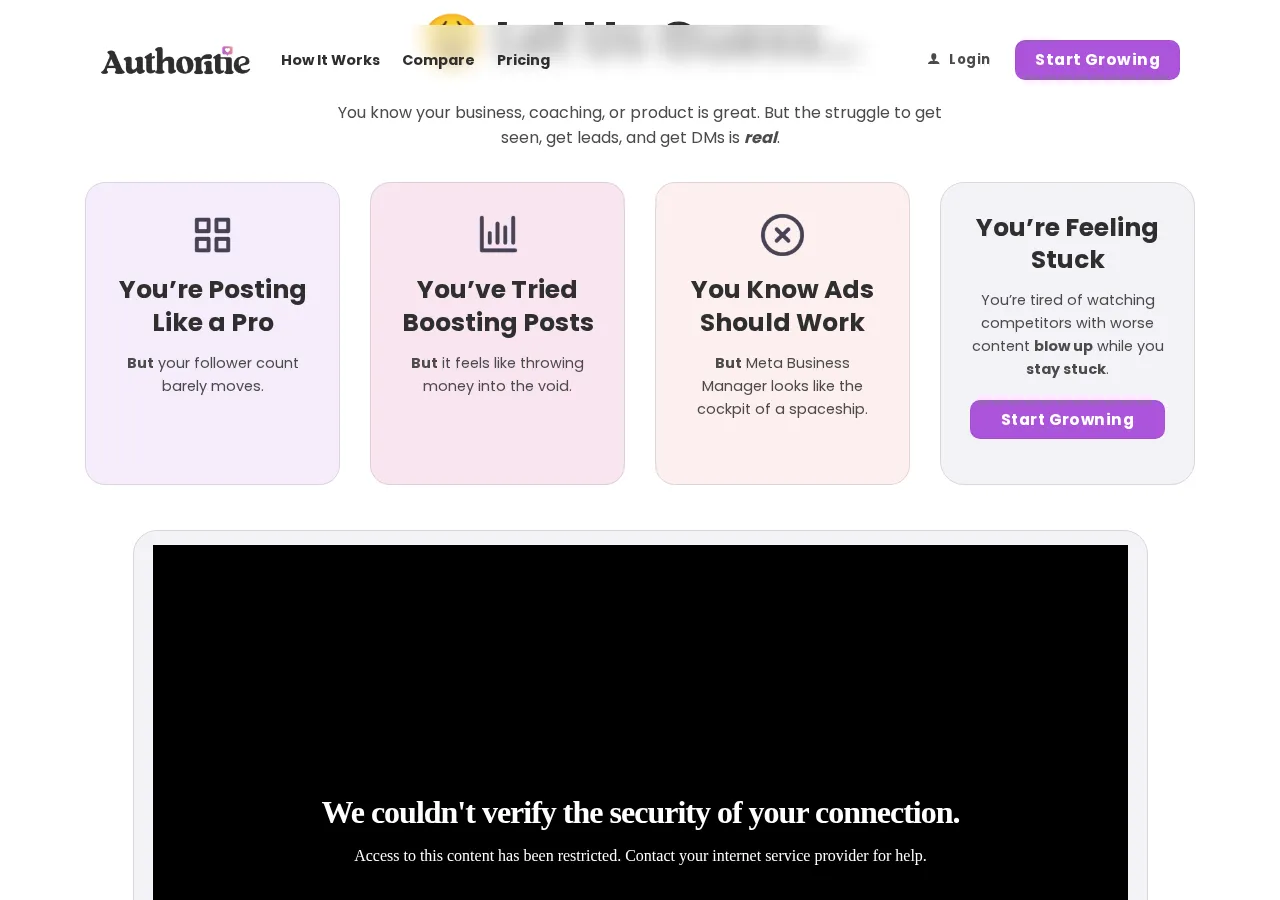 authoritie.io page section 2 — marketing psychology audit screenshot