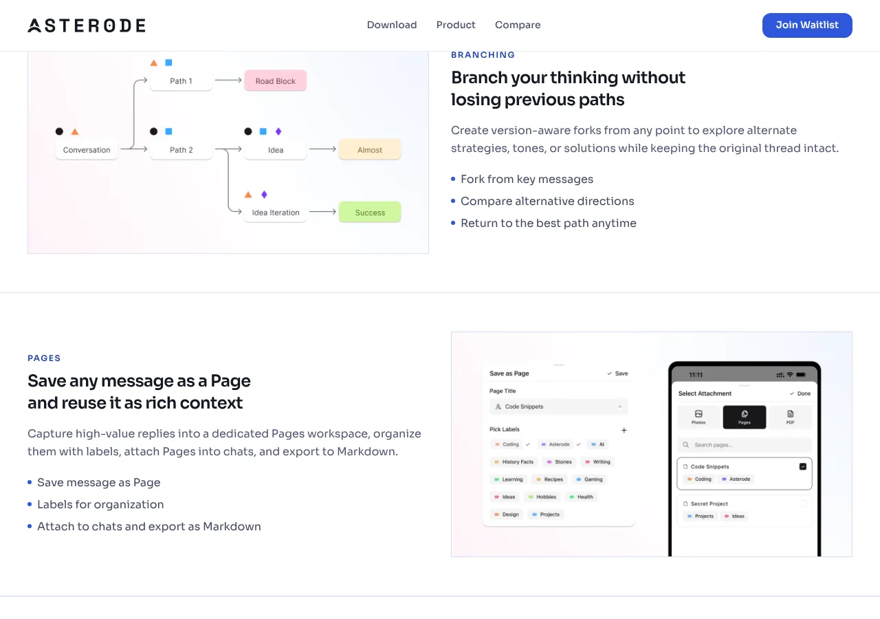 asterode.ai page section 5 — marketing psychology audit screenshot