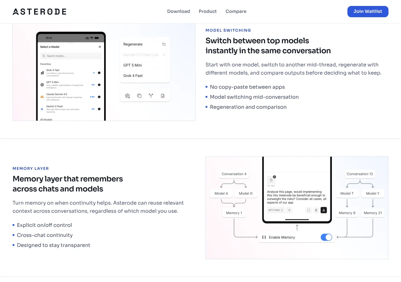 asterode.ai page section 4 — marketing psychology audit screenshot