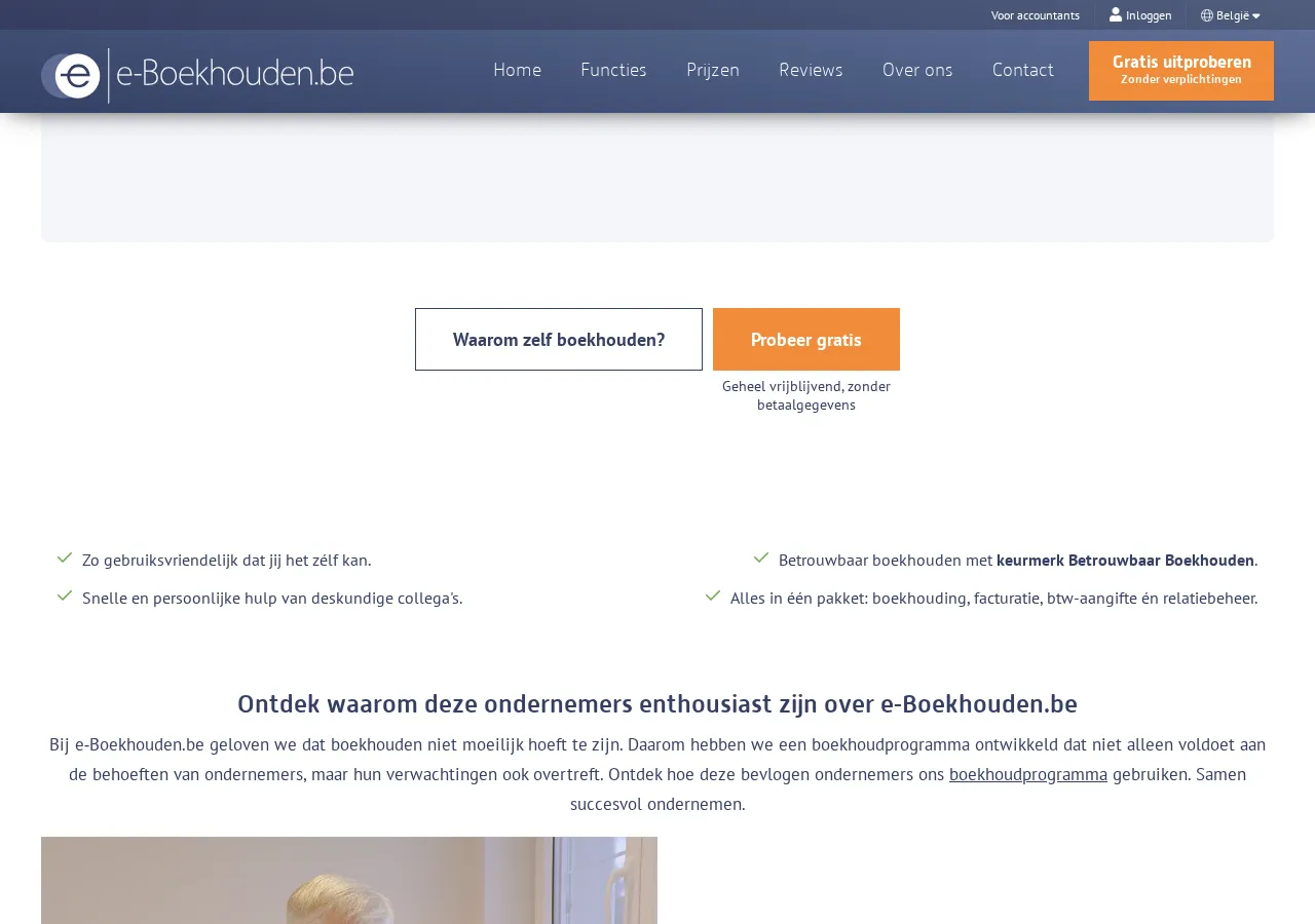e-boekhouden.be page section 2 — marketing psychology audit screenshot