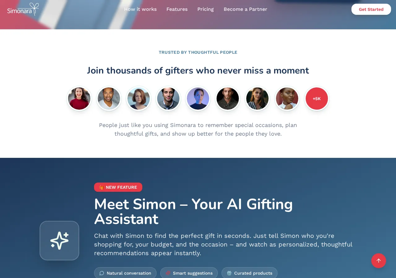 simonara.app page section 2 — marketing psychology audit screenshot