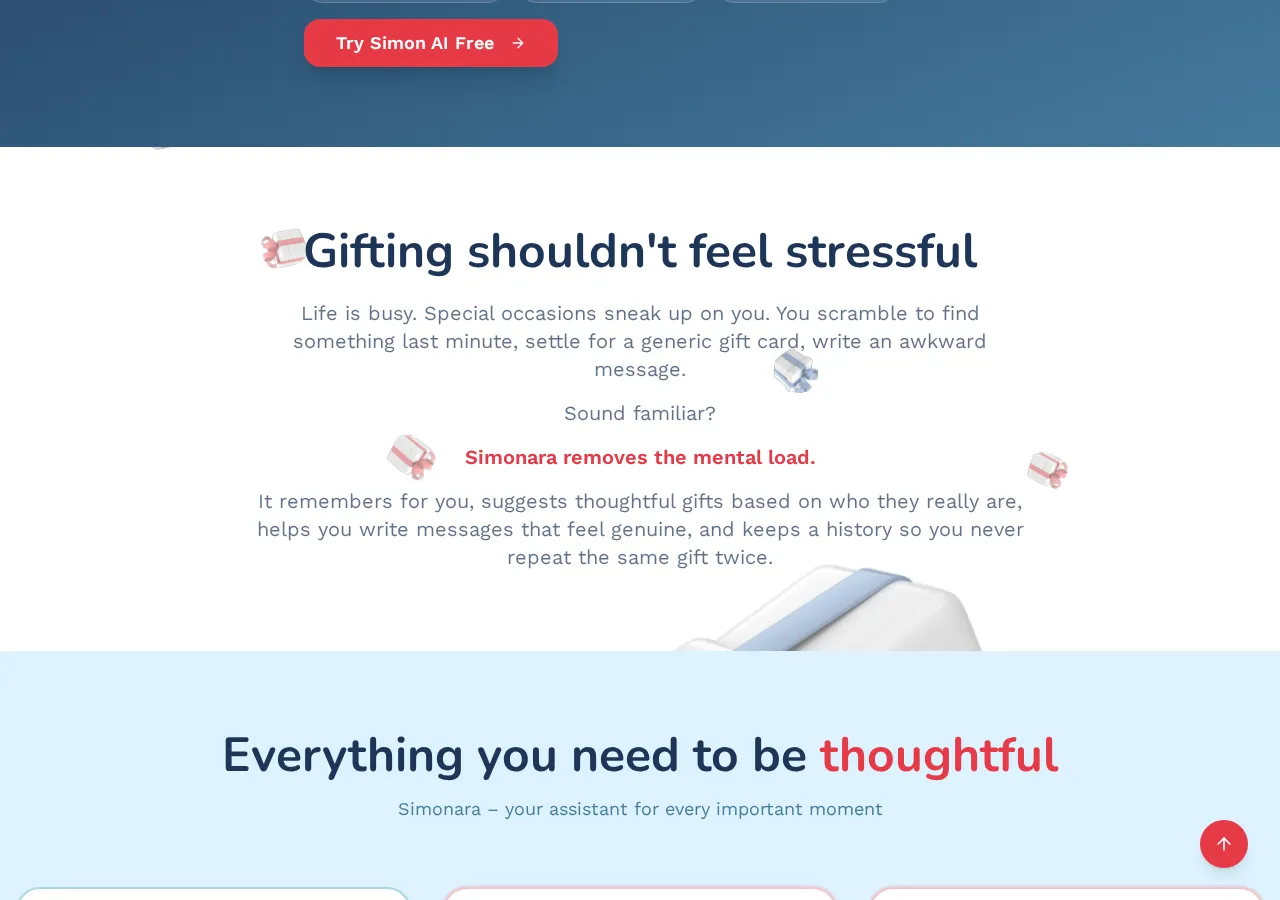 simonara.app page section 3 — marketing psychology audit screenshot