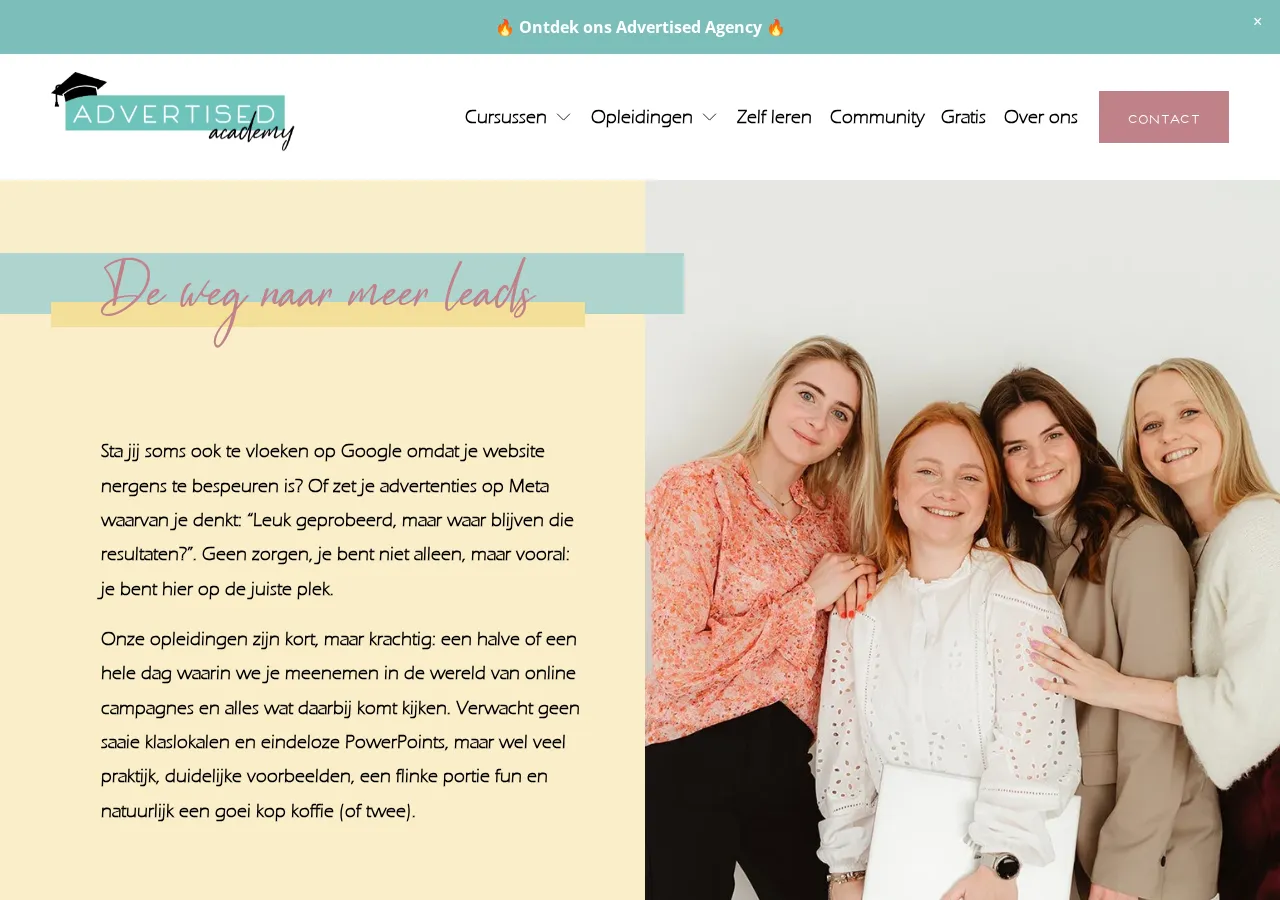 advertisedacademy.be page section 1 — marketing psychology audit screenshot
