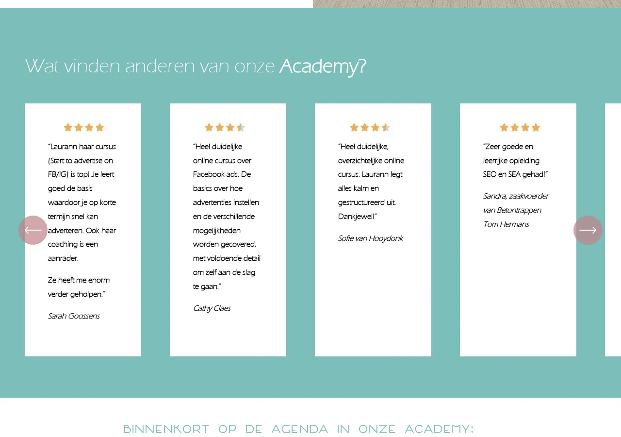 advertisedacademy.be page section 5 — marketing psychology audit screenshot